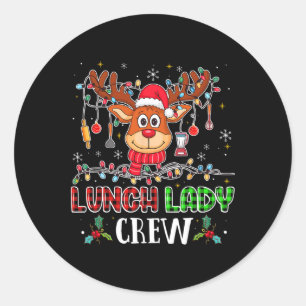 Adesivo Redondo Lady Crew Reindeer Cafeteria Lady Xmas Holid