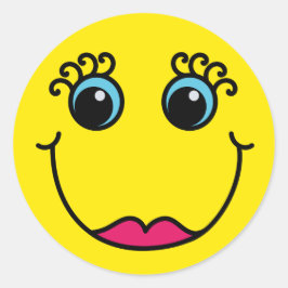 Adesivo Redondo Lady Emoji Face Amarela