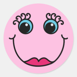 Adesivo Redondo Lady Emoji Face Rosa claro