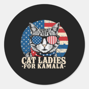 Adesivo Redondo Lady Gato Para Kamala Harris Votando
