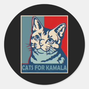 Adesivo Redondo Lady Gato Sem Filhos Está Votando Kamala Harris Pr