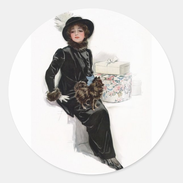 Adesivo Redondo Lady in Black (Frente)
