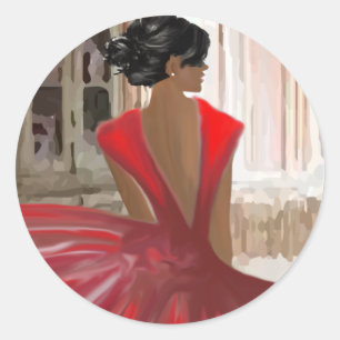 Adesivo Redondo Lady in Red
