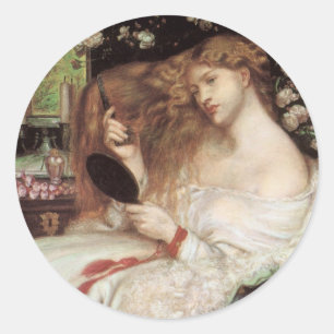 Adesivo Redondo Lady Lilith, por Rossetti, Vintage Victorian Porta