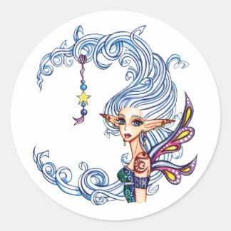 Adesivo Redondo Lady Luna Fairy Stickers