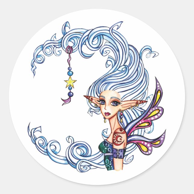 Adesivo Redondo Lady Luna Fairy Stickers (Frente)