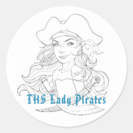 Adesivo Redondo Lady Pirate Sticker