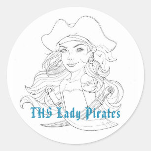 Adesivo Redondo Lady Pirate Sticker