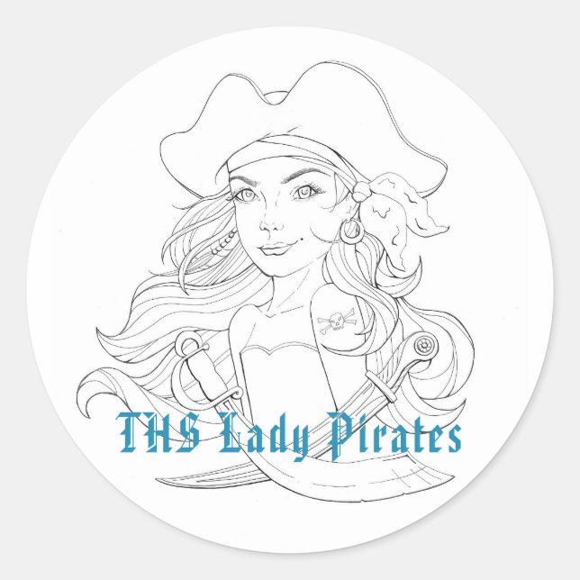 Adesivo Redondo Lady Pirate Sticker (Frente)