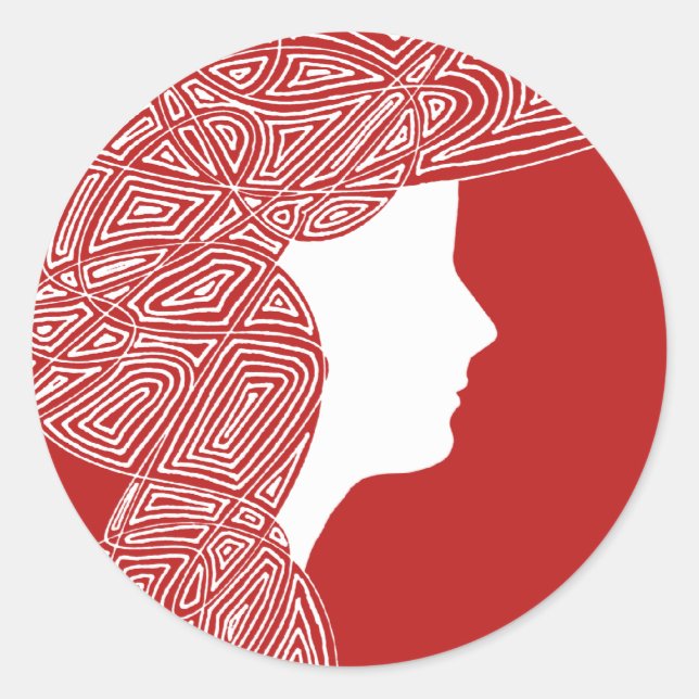 Adesivo Redondo Lady Red Stickers (Frente)