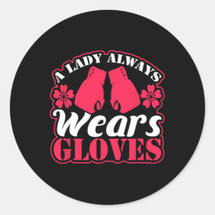 Adesivo Redondo Lady Veste Luvas Boxando Lutas Combatendo Mulheres