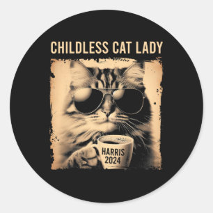 Adesivo Redondo Lady Vintage - Café Cat Kamala 202