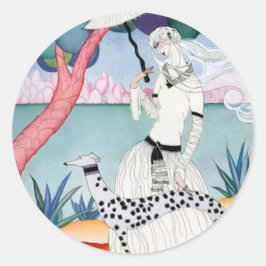 Adesivo Redondo Lady with Dalmatian Dog - Helen Dryden