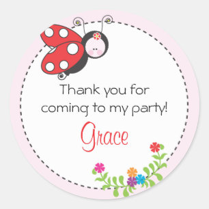 Adesivo Redondo Ladybug Birthday Favor Sticker