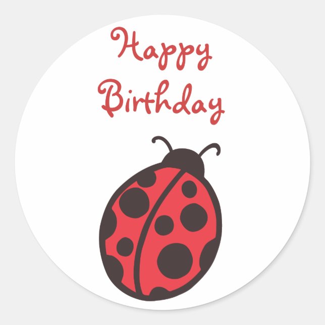 Adesivo Redondo Ladybug Birthday Sticker (Frente)