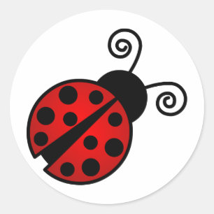 Adesivo Redondo Ladybug bonito - Vermelho e Preto