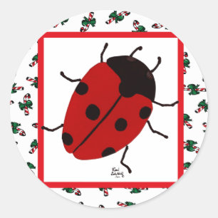 Adesivo Redondo Ladybug de Natal em julho
