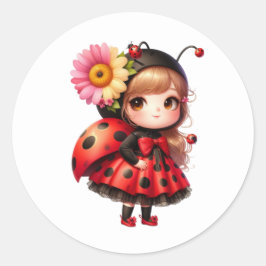 Adesivo Redondo Ladybug Girl