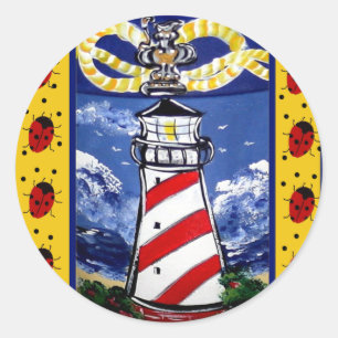 Adesivo Redondo Ladybug Lighthouds