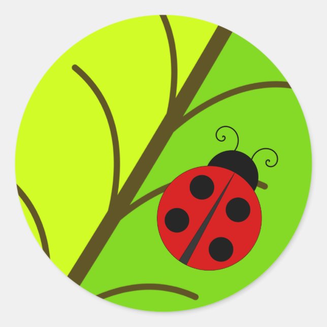 Adesivo Redondo Ladybug Na Leaf Stickers (Frente)