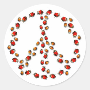 Adesivo Redondo Ladybug Peace Sticker