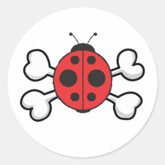 Adesivo Redondo ladybug Skull e Crossbones