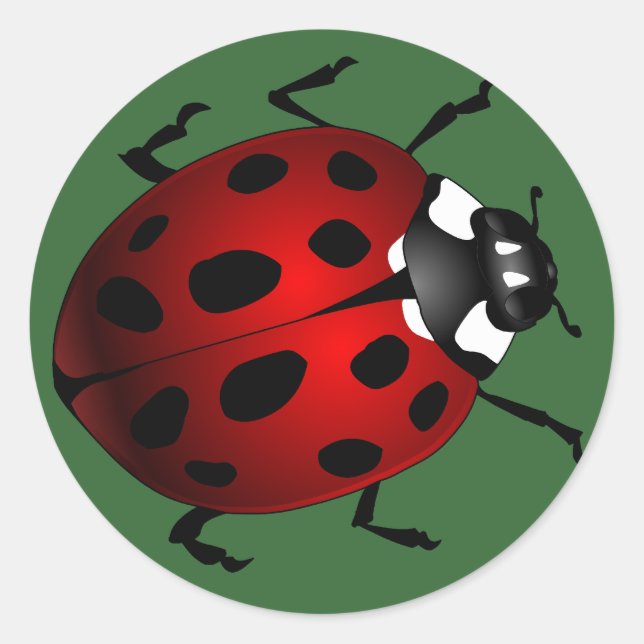 Adesivo Redondo Ladybug Stickers Red Ladybugs Art Stickers (Frente)