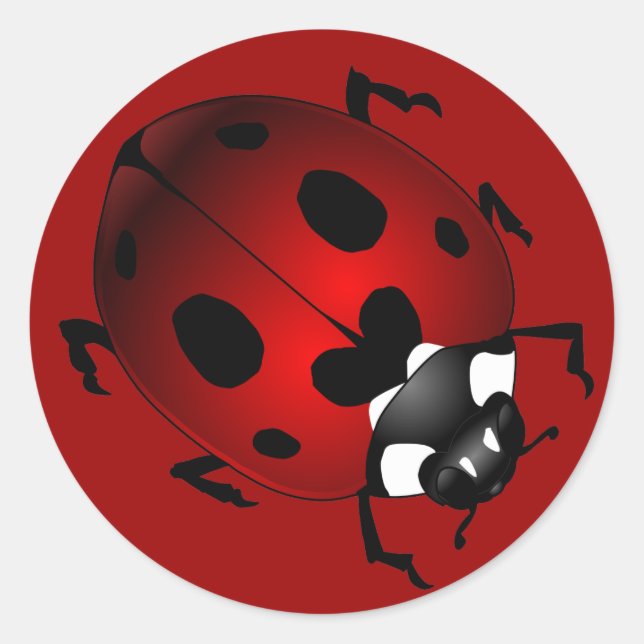 Adesivo Redondo Ladybug Stickers Red Ladybugs Art Stickers (Frente)