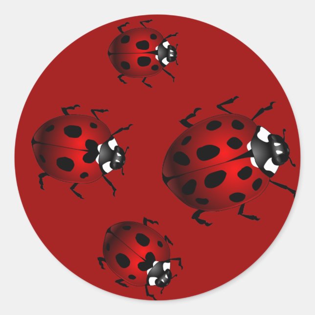Adesivo Redondo Ladybugs Stickers Red Ladybugs (Frente)