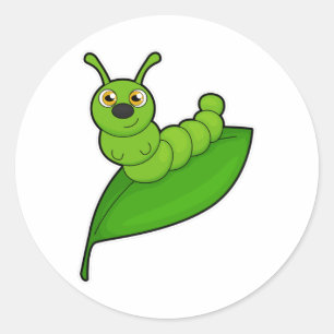 Adesivo Redondo Lagarta com Folha