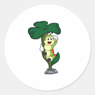 Adesivo Redondo Lagarta com Folha