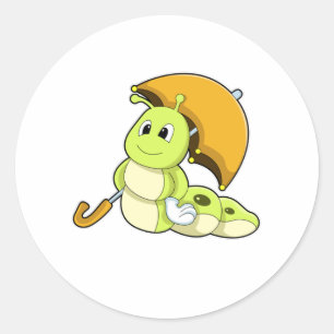 Adesivo Redondo Lagarta com guarda-chuva