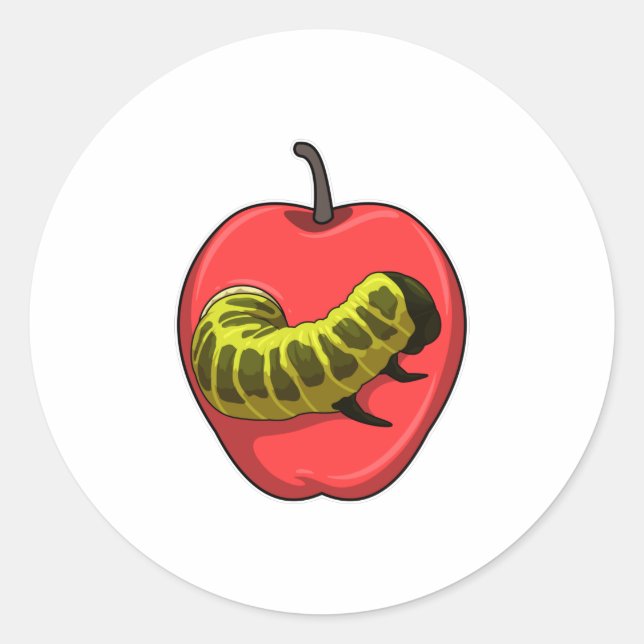 Adesivo Redondo Lagarta com Maçã (Frente)