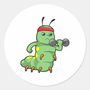 Adesivo Redondo Lagarta em Fortalecimento com Dumbbell