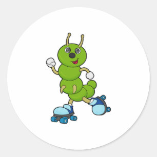 Adesivo Redondo Lagarta em patinagem em linha com skates