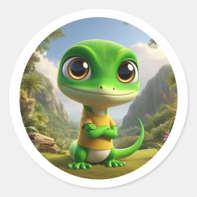 Adesivo Redondo Lagartixa Simpática (Frente)