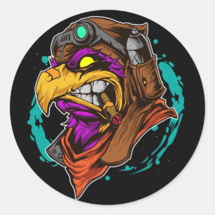 Adesivo Redondo Lagarto colorido engraçado com óculos de sol, graf