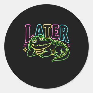 Adesivo Redondo Lagarto Posterior Neon Farto Jacaré