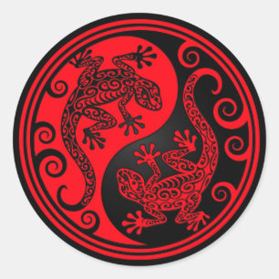 Adesivo Redondo Lagartos vermelhos e pretos de Yin Yang