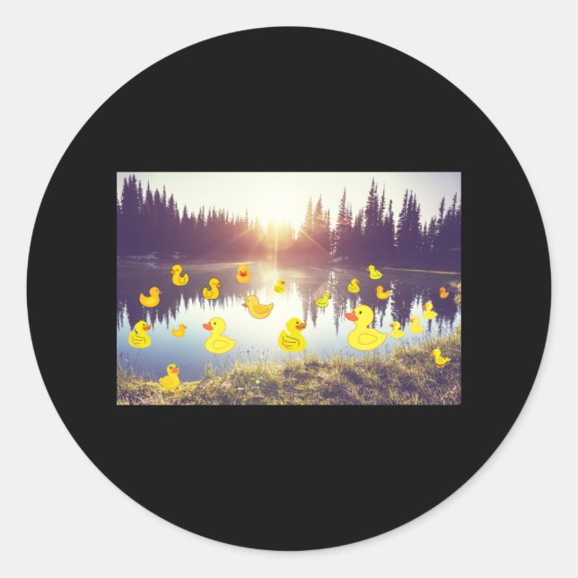 Adesivo Redondo Lago bonito no nascer do sol com dack de plástico (Frente)