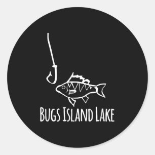 Adesivo Redondo Lago Bugs Island Virgínia Pesca Anzol Engraçado F
