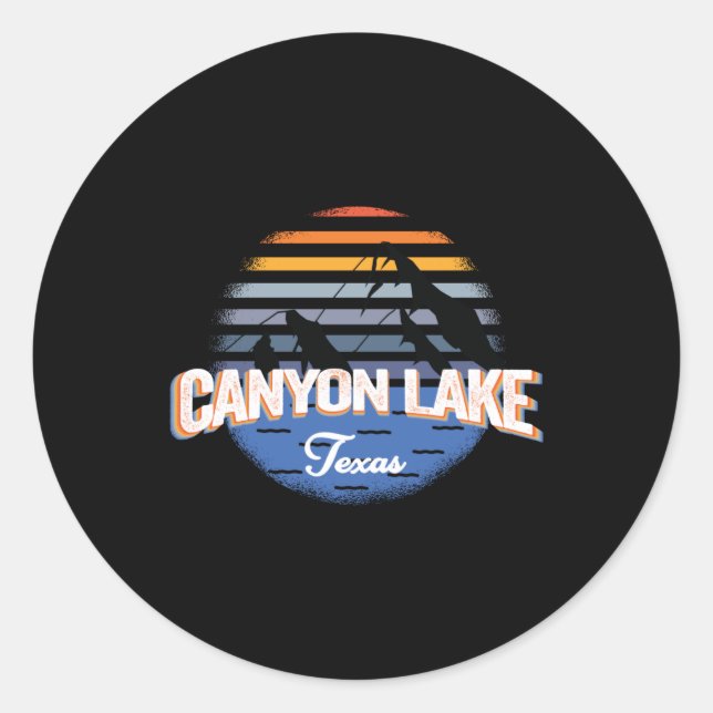 Adesivo Redondo Lago Canyon - Texas - Vintage Sunset (Frente)