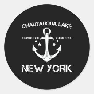 Adesivo Redondo Lago Chautauqua Nova York Pesca Divertida Presente