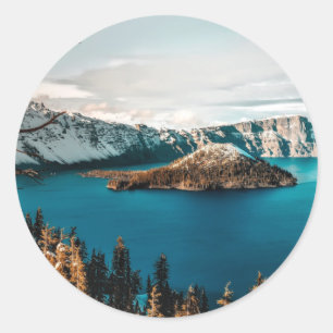 Adesivo Redondo Lago Crater do sul do Oregon