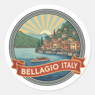 Adesivo Redondo Lago de Como Bellagio Itália