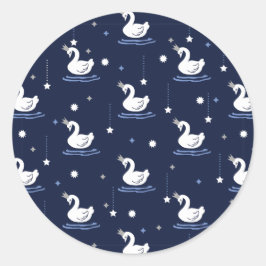 Adesivo Redondo Lago Encantado - Graceful Swan Pattern Design
