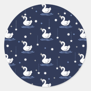 Adesivo Redondo Lago Encantado - Graceful Swan Pattern Design
