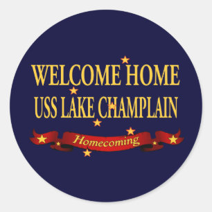 Adesivo Redondo Lago Home bem-vindo Champlain