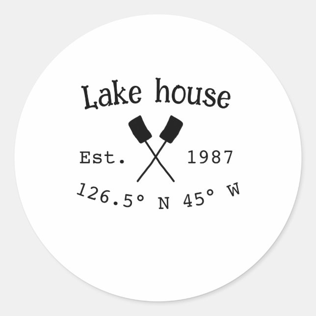 Adesivo Redondo Lago House ets. Data ano em que as coordenadas per (Frente)