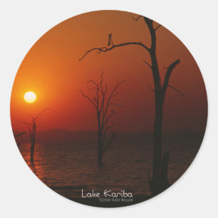 Adesivo Redondo Lago Kariba Sunset Sticker